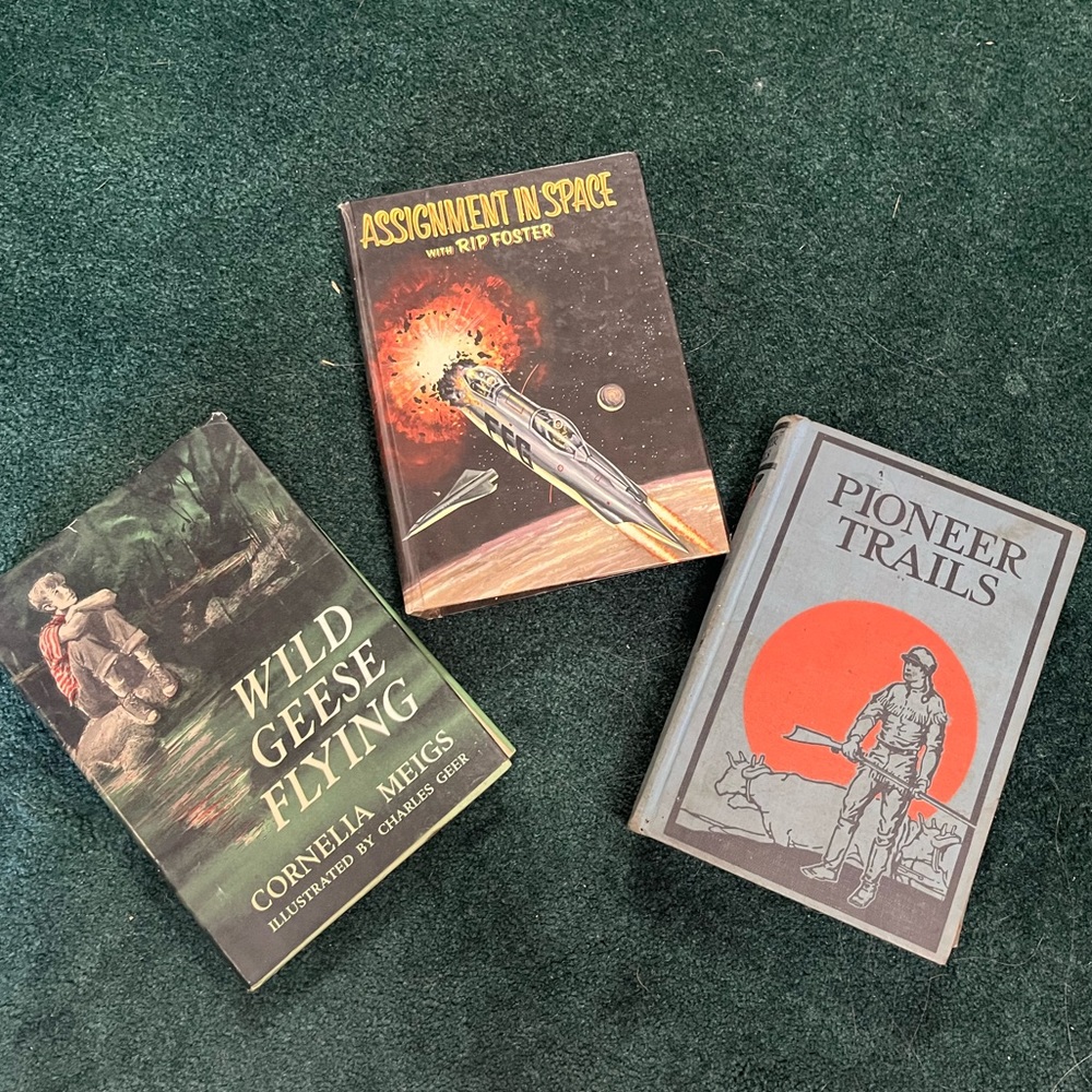￼Vintage Books Assignment In Space, Wild Geese Flying, and Pioneer trails, 1930